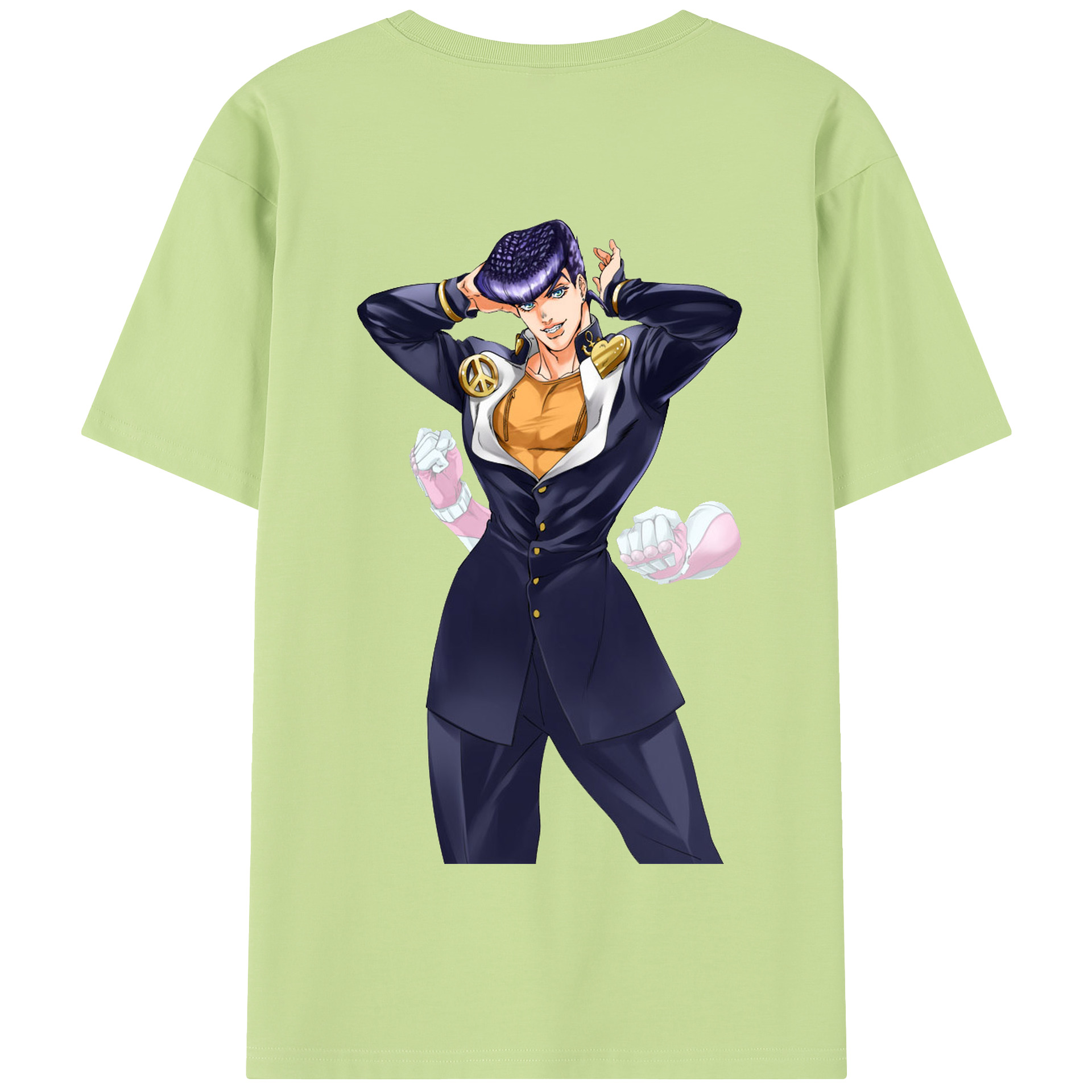 （画像用） ジョジョの奇妙な冒険 ひがしかた じょうすけ JoJo's Bizarre Adventure Higashikata Josuke 綿100％半袖Tシャツ（背面プリント）